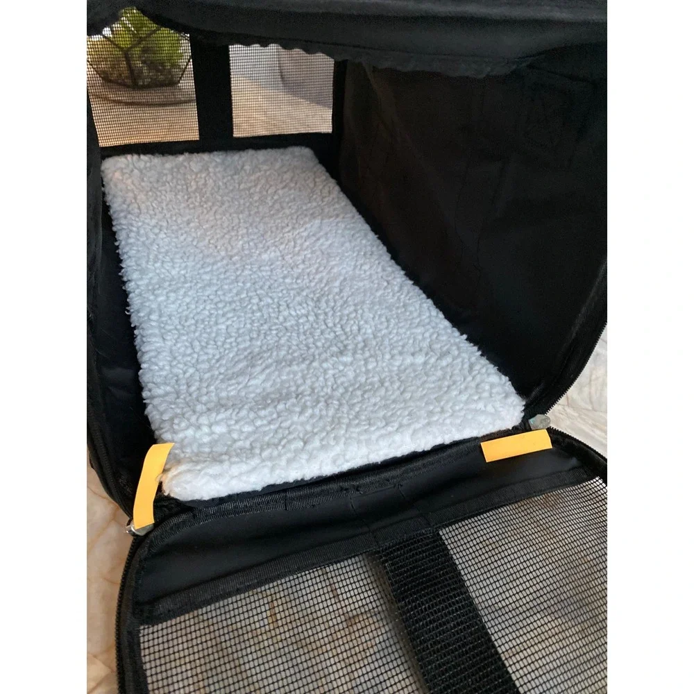 Black Soft Sided Pet Carrier Small Dog Cat Travel Bag with Mesh Windows Strap